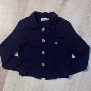 Danielle B Vintage Cropped Deep Purple Button Down Top sz Medium